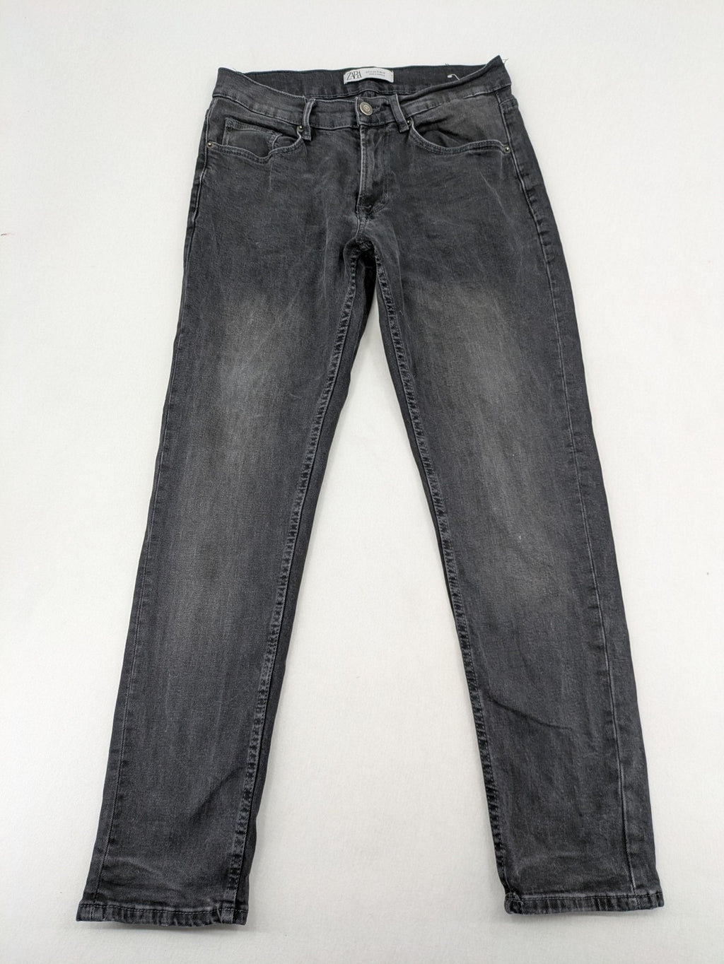 Zara black grey straight jeans five-pocket design stretch denim