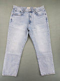 C&A blue straight jeans light wash 5-pocket design with stretch fabric.
