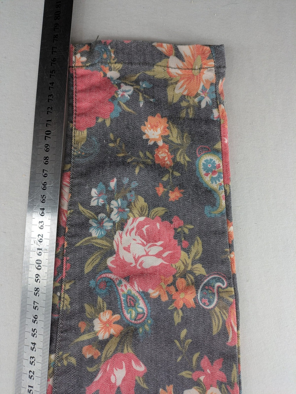 ONLY blue straight jeans with vibrant floral and paisley print on denim fabric.