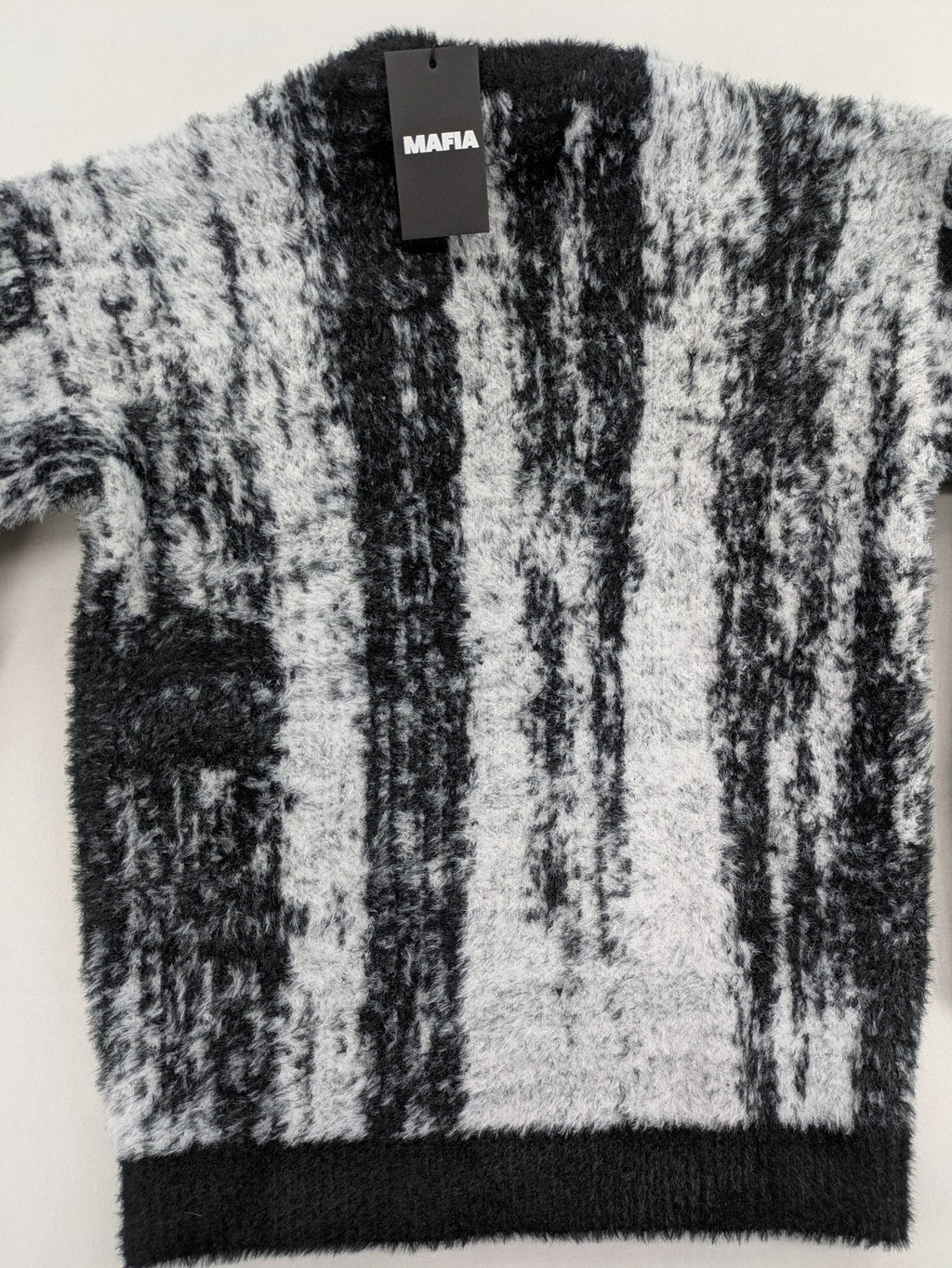 Mafia oversized turtle neck jumper black grey brushstroke pattern soft knit material