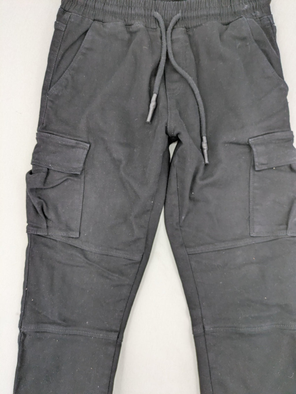 DEF black cargo jogging pants tapered leg elastic waistband multiple pockets