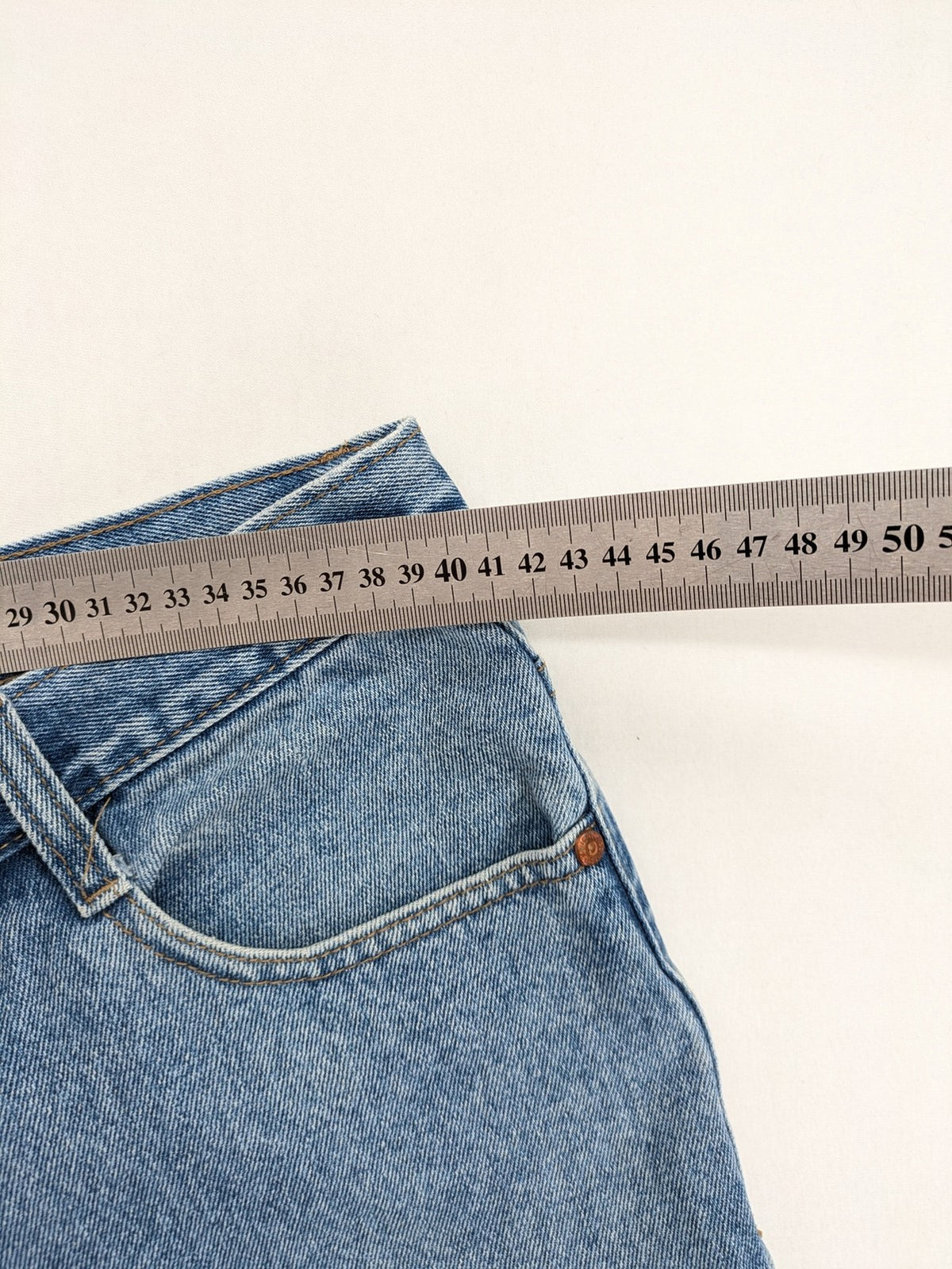Novilunio blue straight leg jeans 5-pocket style 100% cotton vintage wash