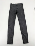 Denim & Co. black skinny jeans high waist stretch denim with washed finish.