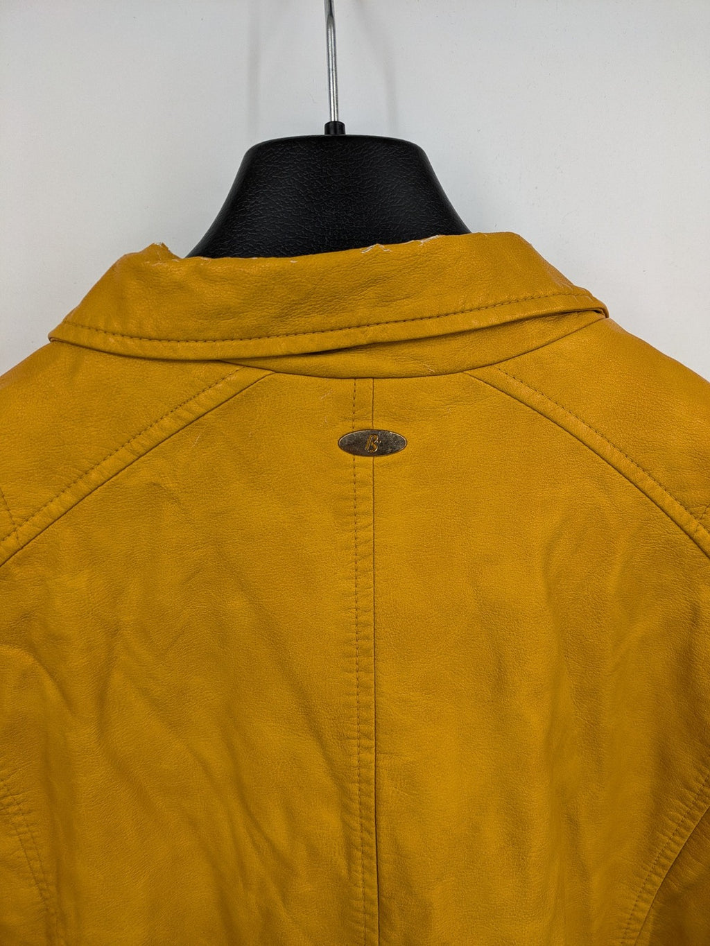 Moto yellow biker jacket asymmetrical zipper shoulder detailing soft faux leather