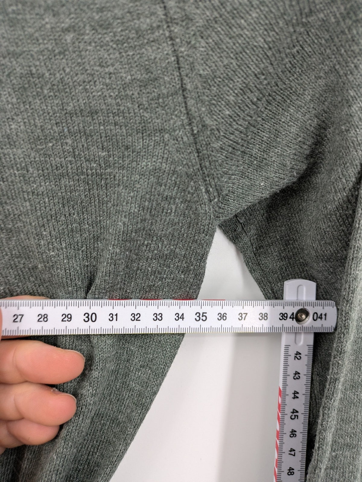 Bodyflirt grey cardigan with black top, open front, soft knit, waterfall collar.