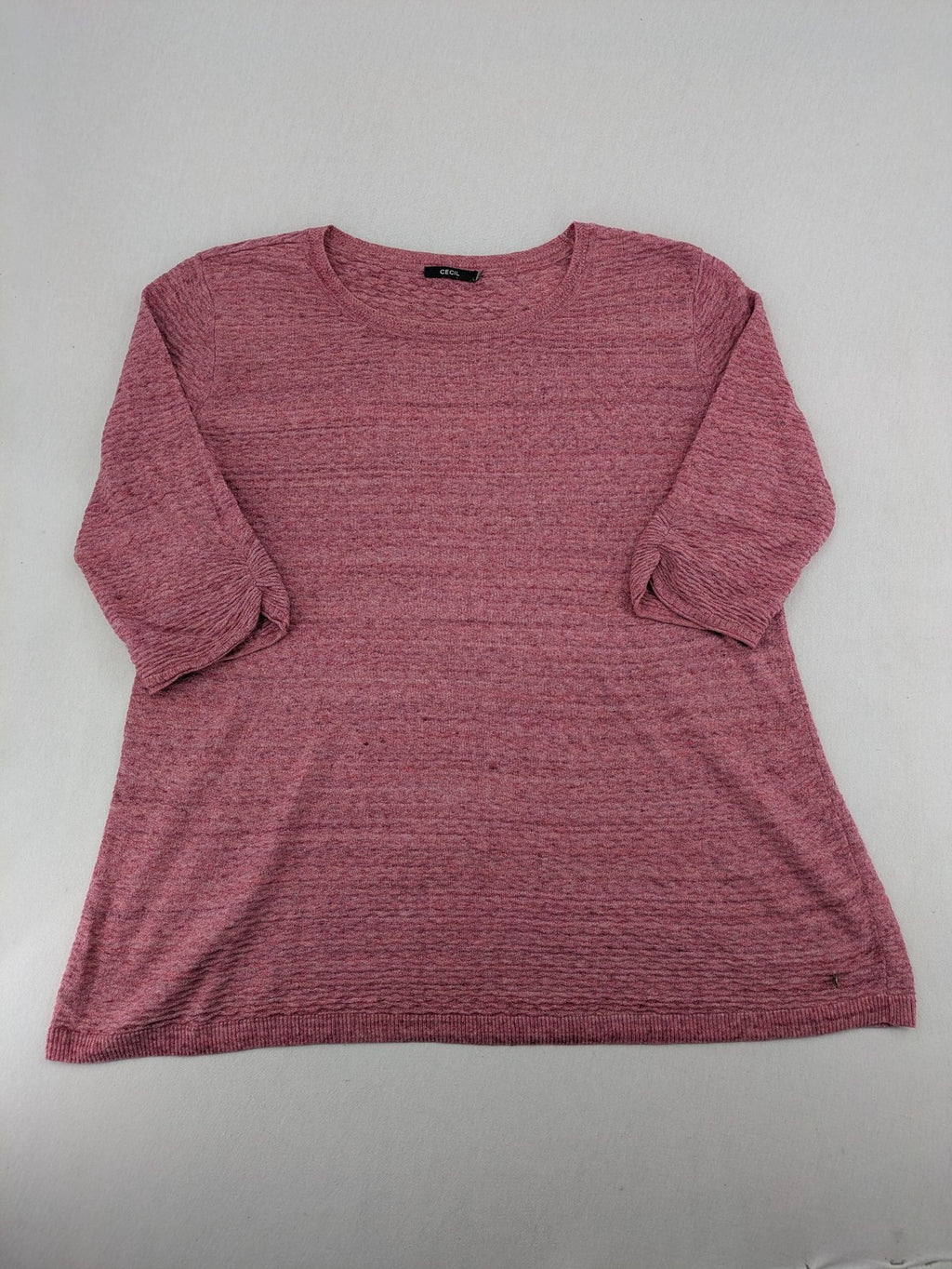 Cecil turtle neck jumper grey pink melange with textured knit and 3/4 sleeves.