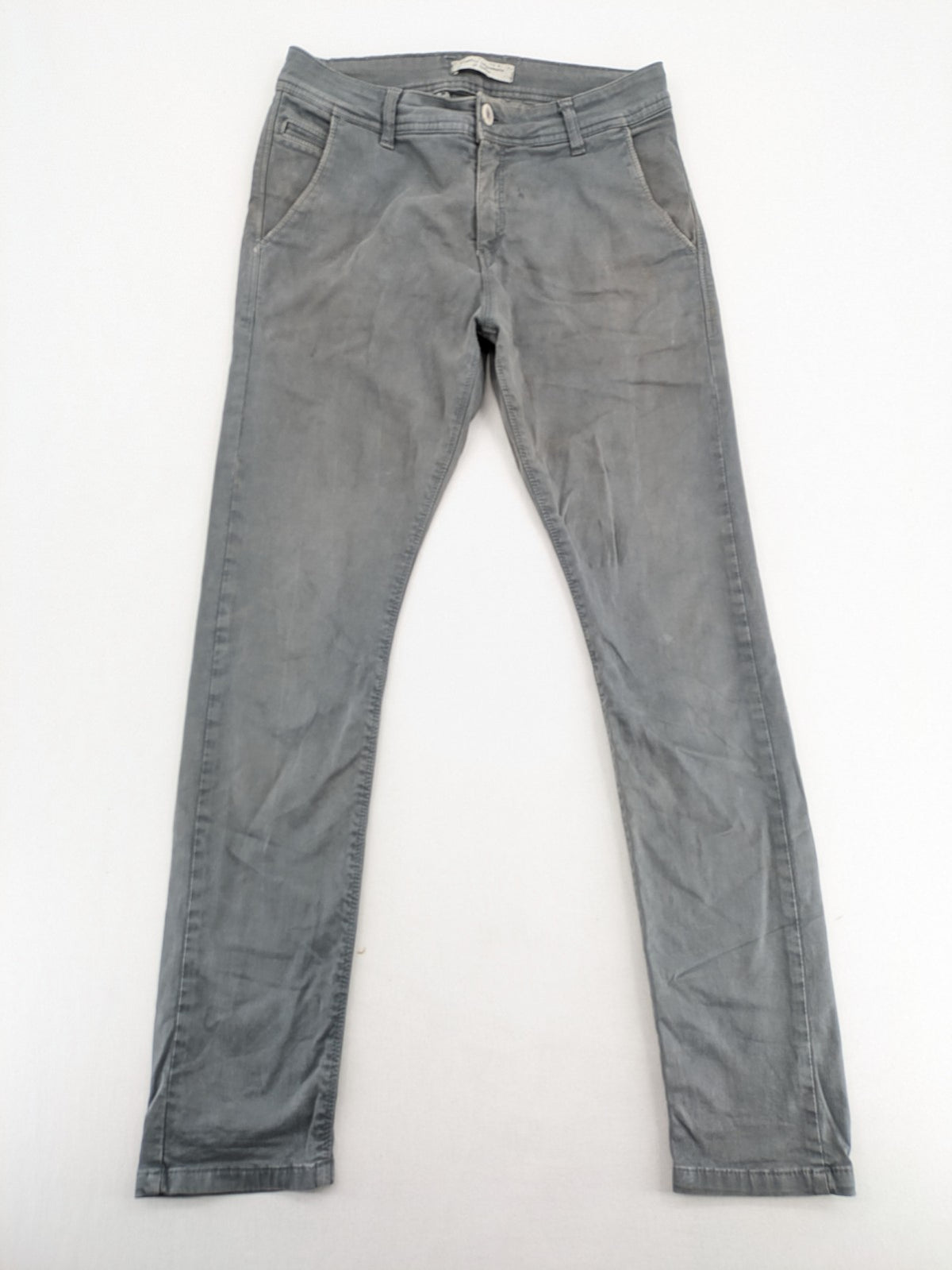 Money grey chino pants slim fit cotton stretch made in Italy with button closure.