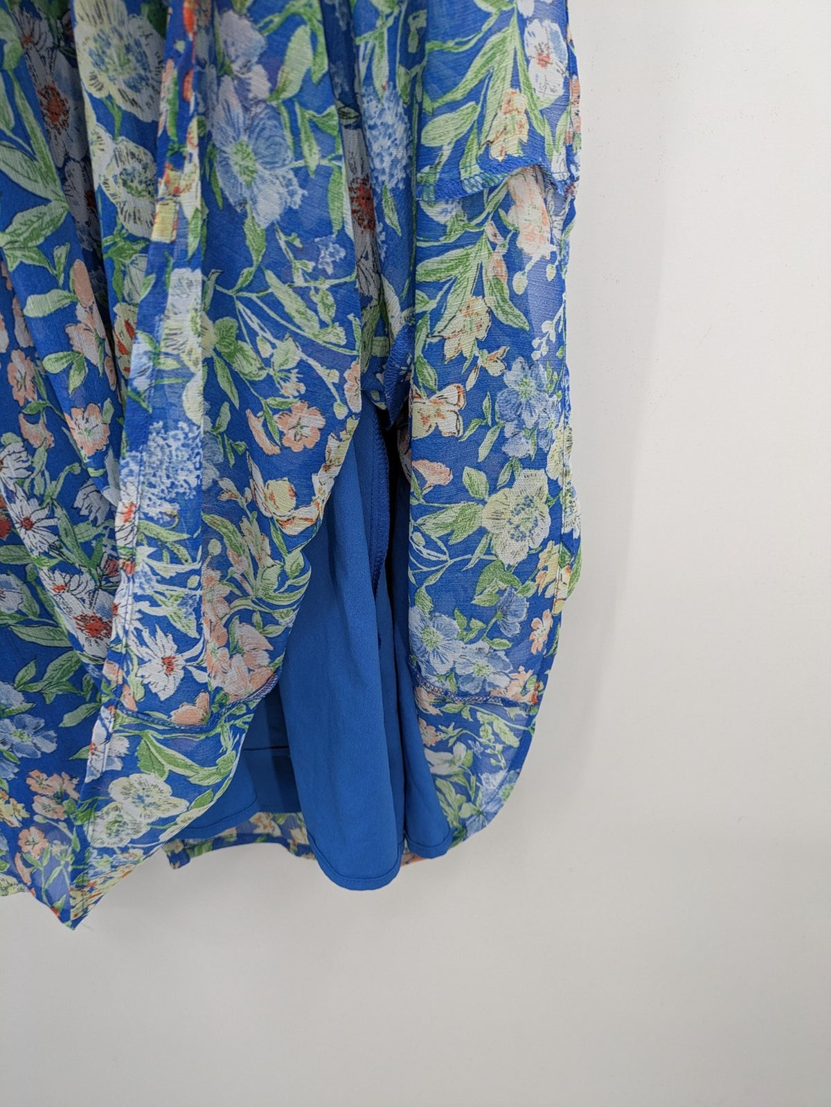 edc by Esprit multi floral midi dress blue chiffon fabric adjustable spaghetti straps