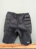 Select padded goalkeeper shorts black with robust hip and tailbone padding.