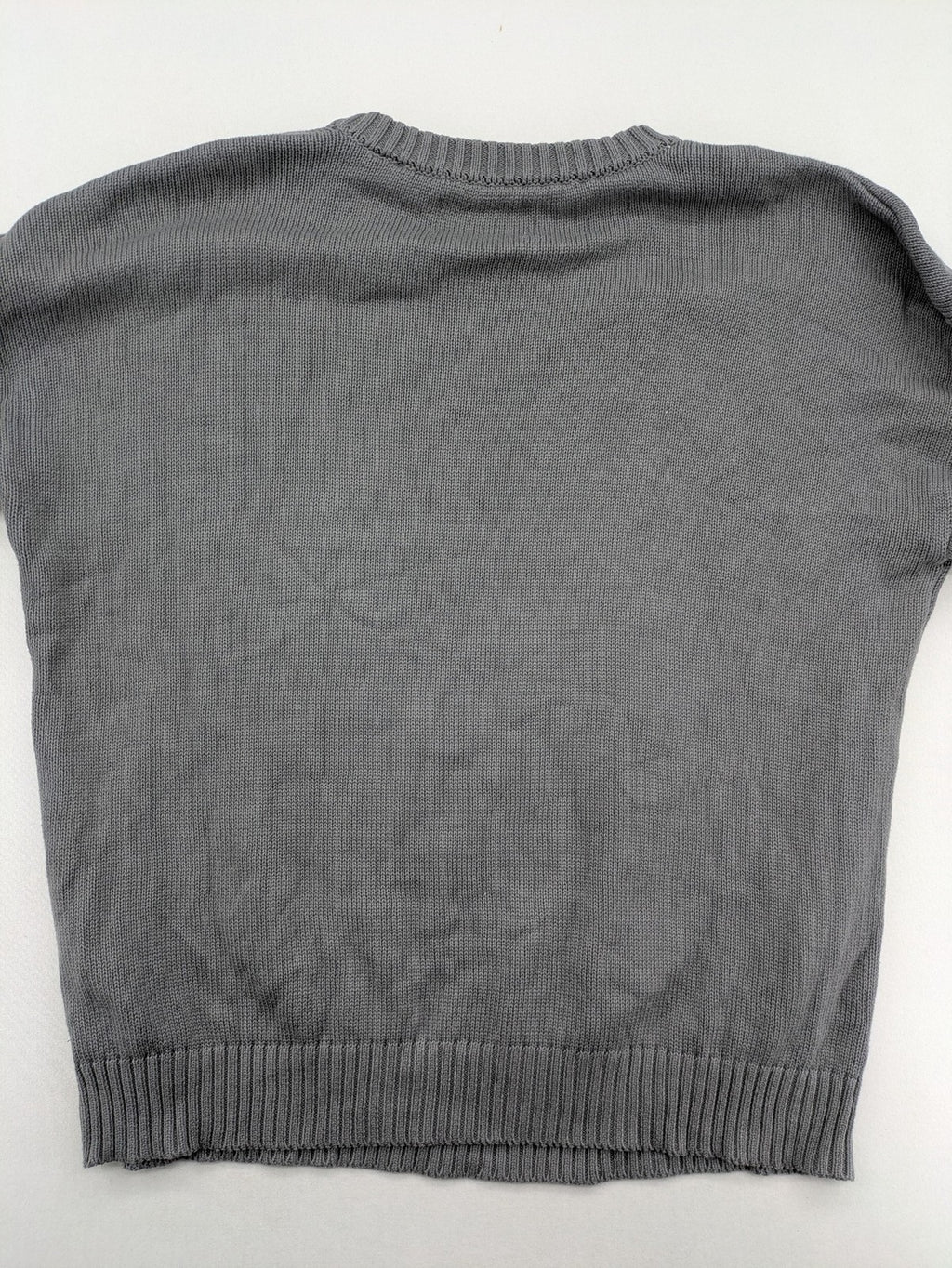 MOREMONEY grey turtle neck jumper with white abstract graphic print and relaxed fit.