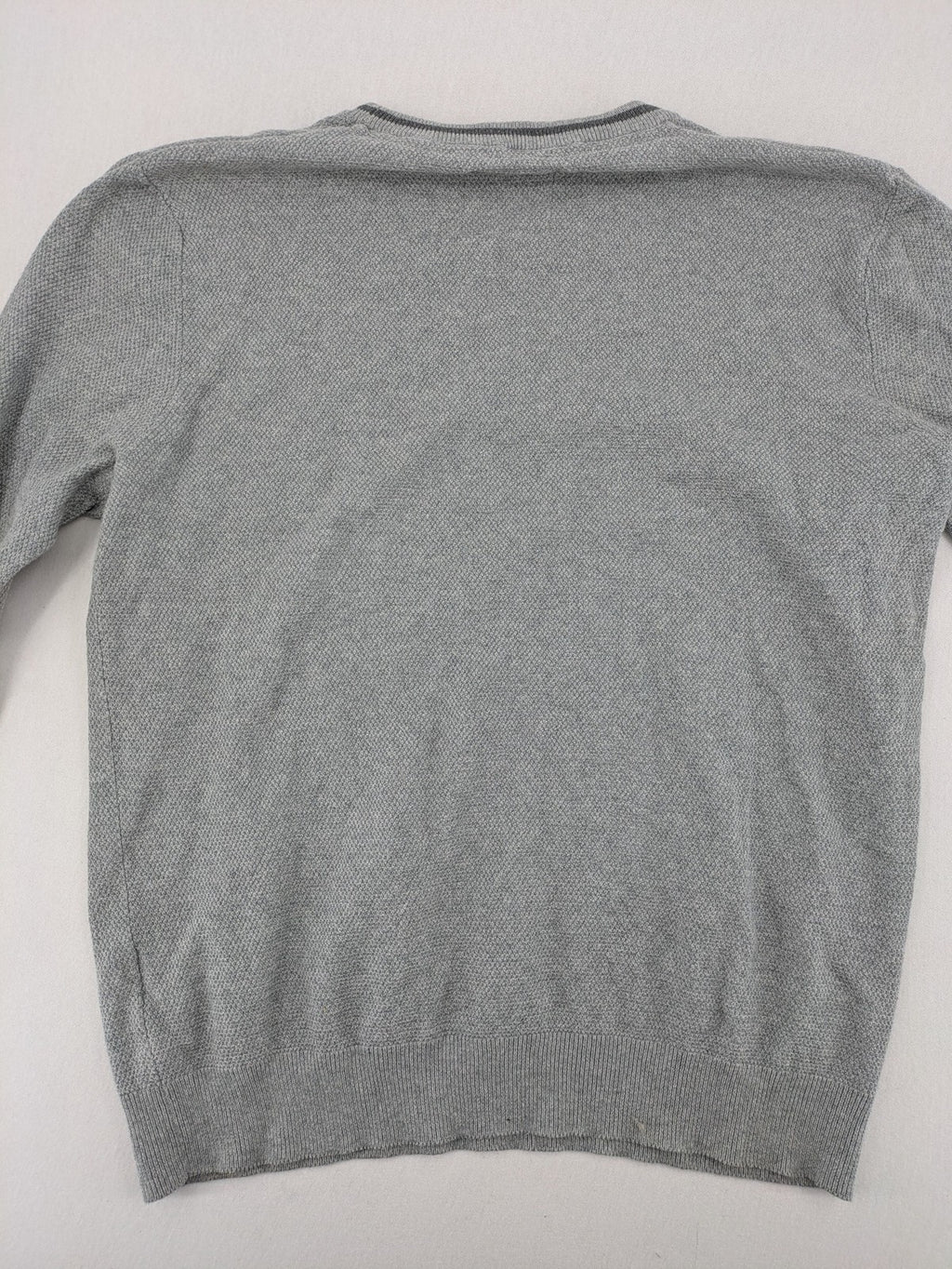 Threadbare grey turtle neck jumper with textured knit and dark grey collar trim.
