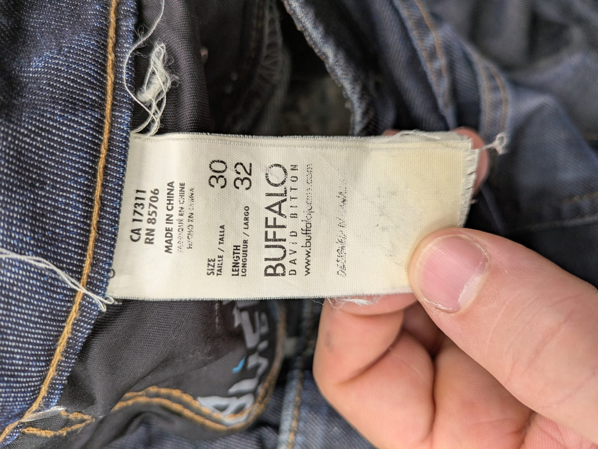 Buffalo David Bitton blue straight jeans dark wash denim five-pocket design