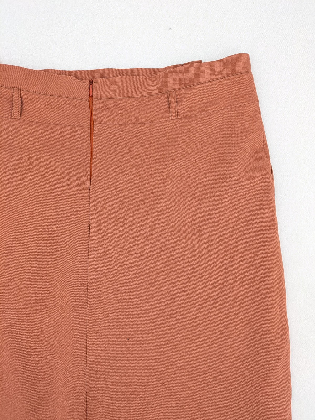 Moda orange long skirt A-line cut with front button placket and belt loops.