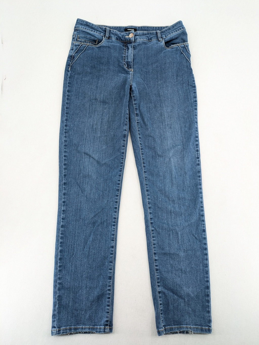 Walbusch blue straight jeans 5-pocket design with zipper and button closure