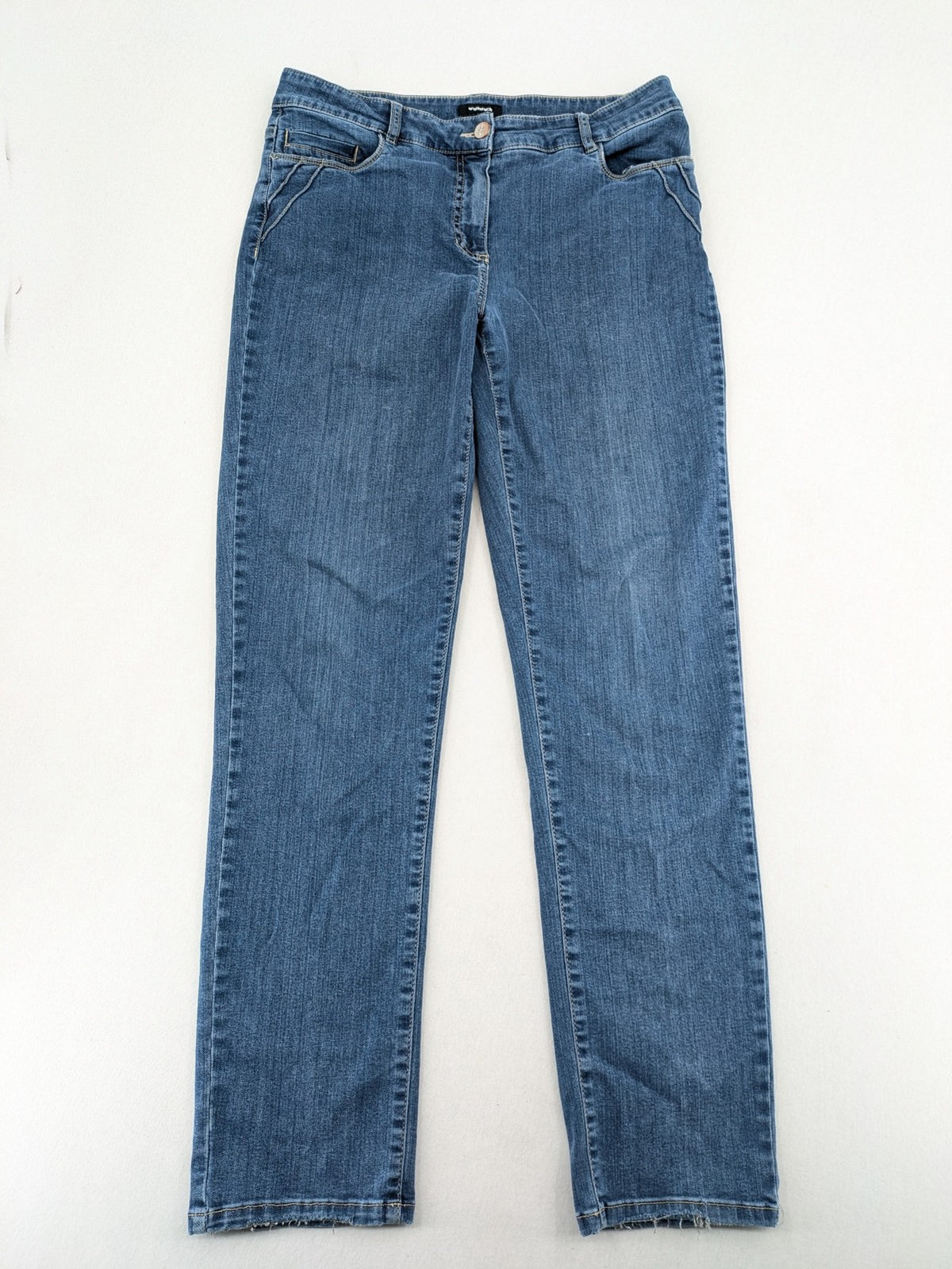 Walbusch blue straight jeans 5-pocket design with zipper and button closure