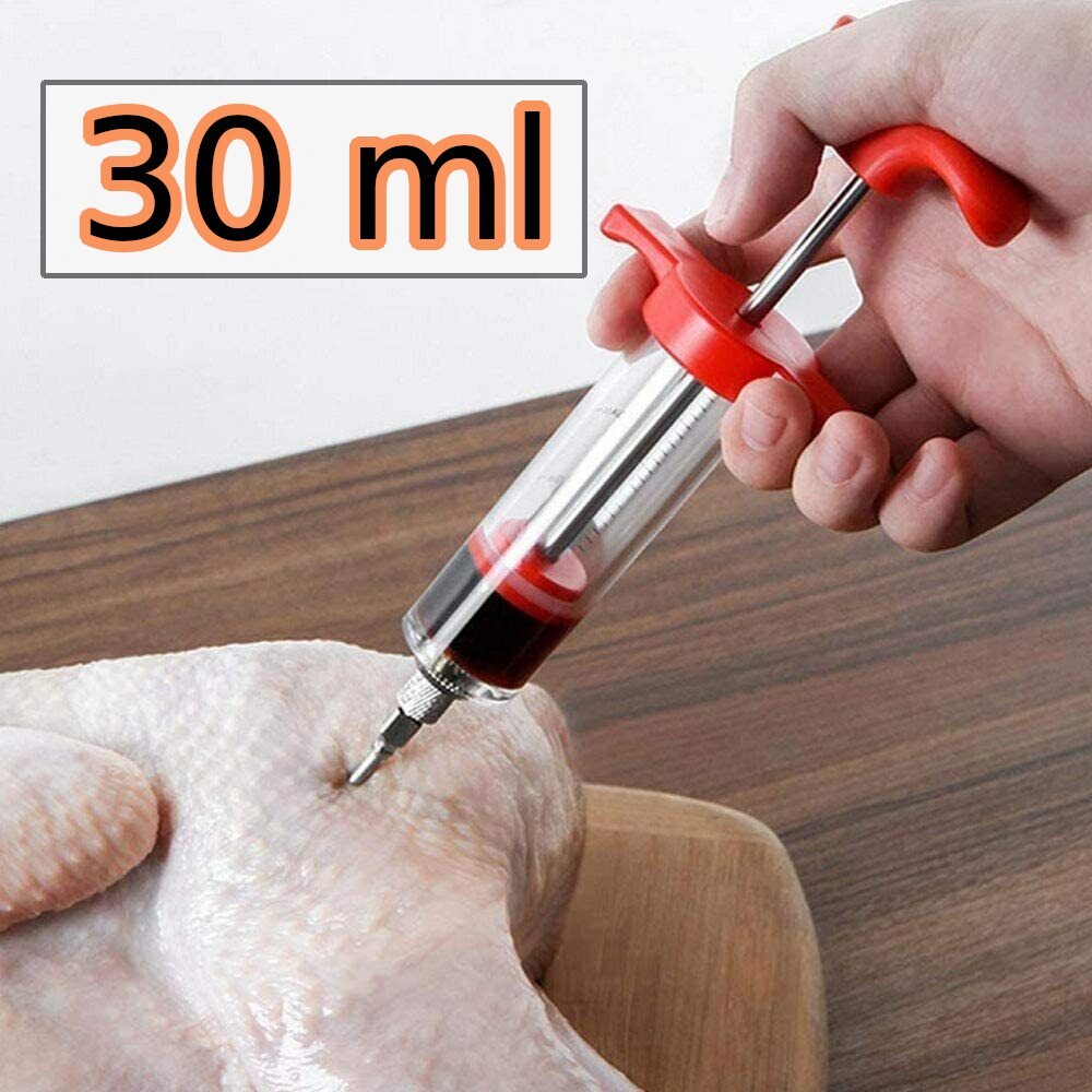 Bratenspritze white stainless steel marinade injector with durable design and precise needle.
