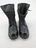 perfekt black combat boots leather 10-eyelet lacing reinforced toe durable design