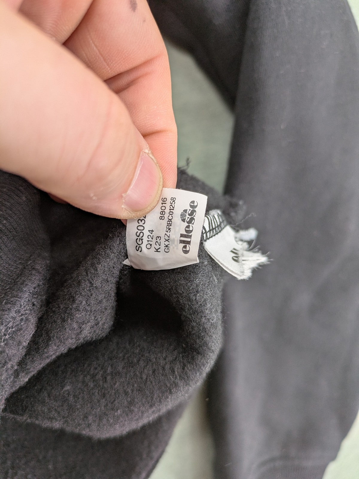 Ellesse grey hoodie with large logo, kangaroo pocket, and drawstring hood.