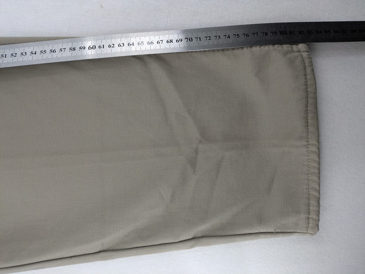 Pioneer beige chino trousers with pleats, straight leg, and buttoned back pocket.