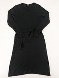 ESMARA black pullover dress ribbed knit with matching fabric belt and long sleeves