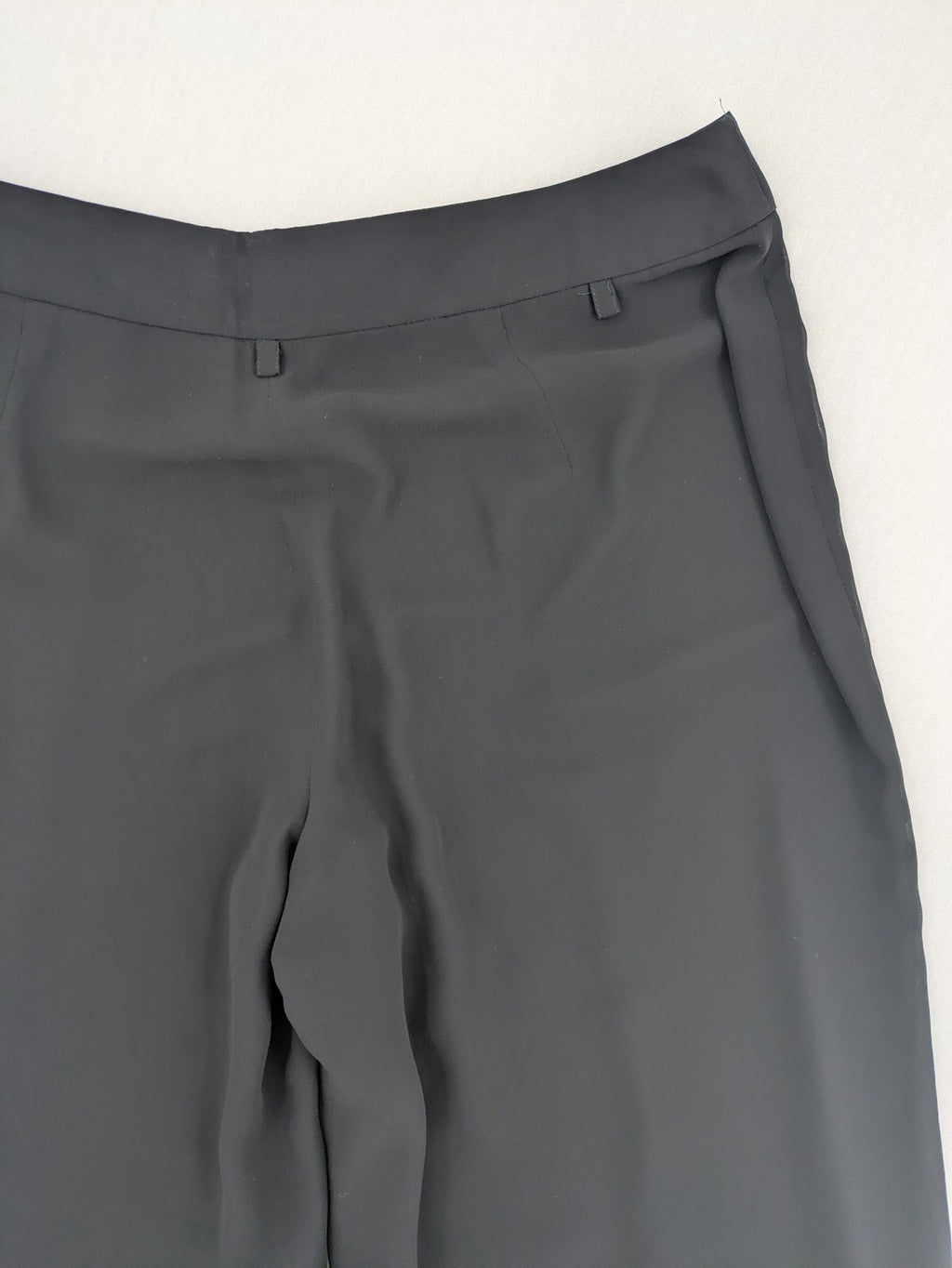 Gerry Weber grey palazzo pants with chiffon overlay and front slits.