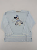 Donaldson multi turtle neck jumper light blue with embroidered Minnie Mouse graphic and ribbed texture.