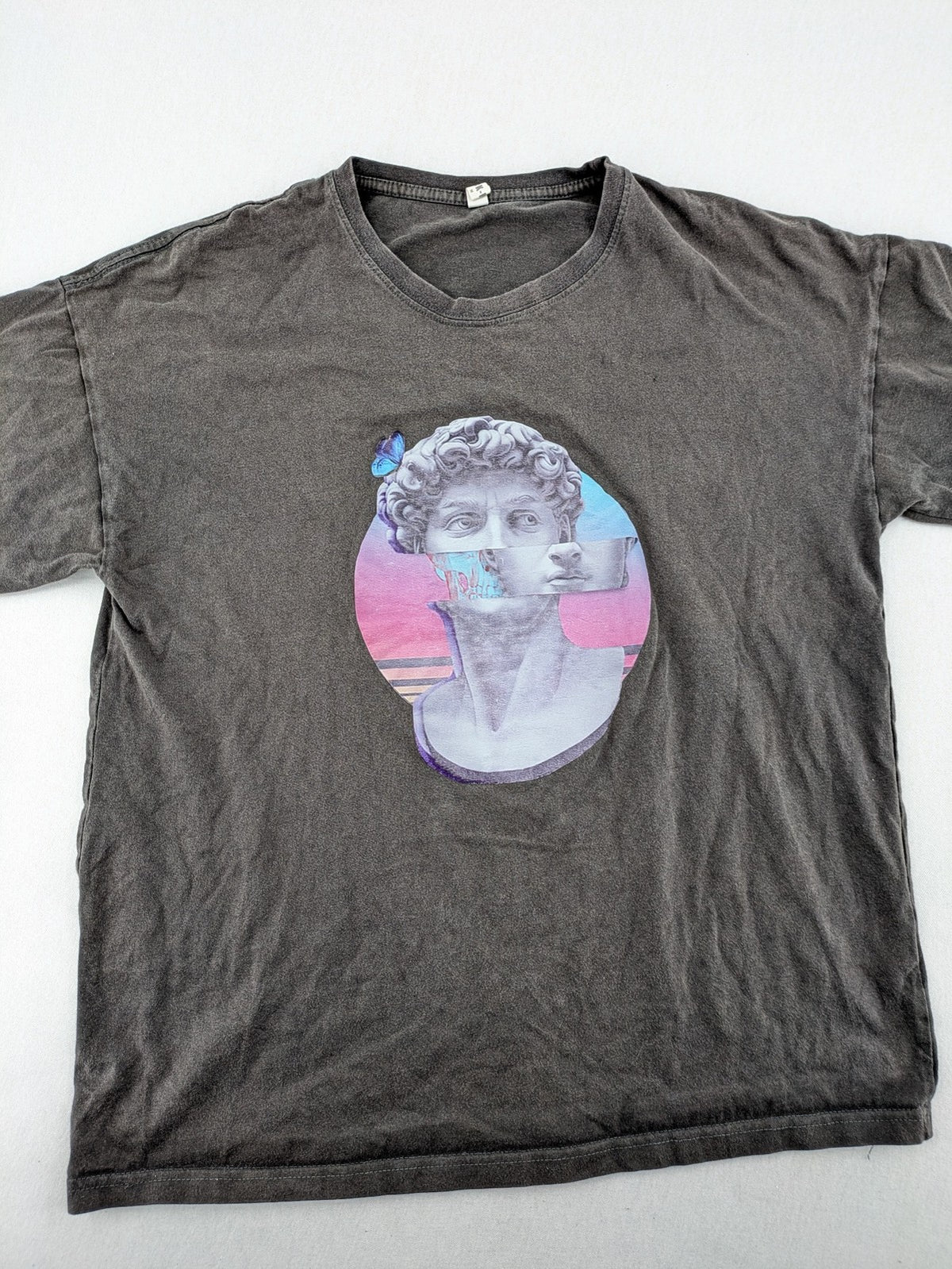 SUCK-MY multi long sleeve t-shirt featuring Michelangelo's David in Vaporwave graphic print.