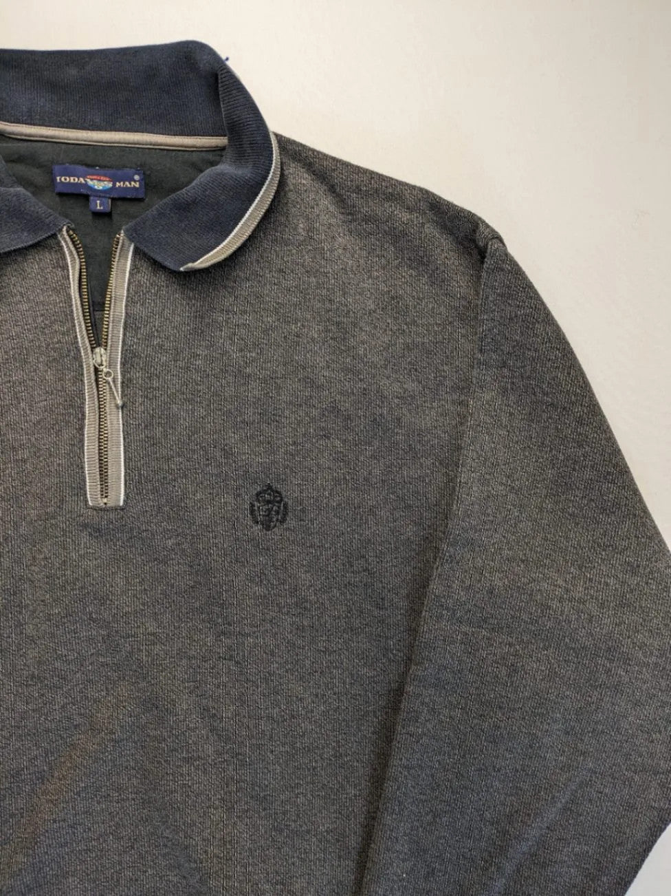 Today's Man turtle neck jumper multi grey melange with 1/4 zip and embroidered logo.