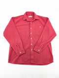 Outdoor red fleece shirt large button-up design with chest pocket and soft material