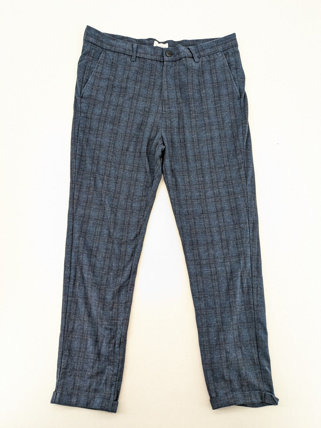 Lindbergh pink pants slim fit with blue-black check pattern and Superflex technology.