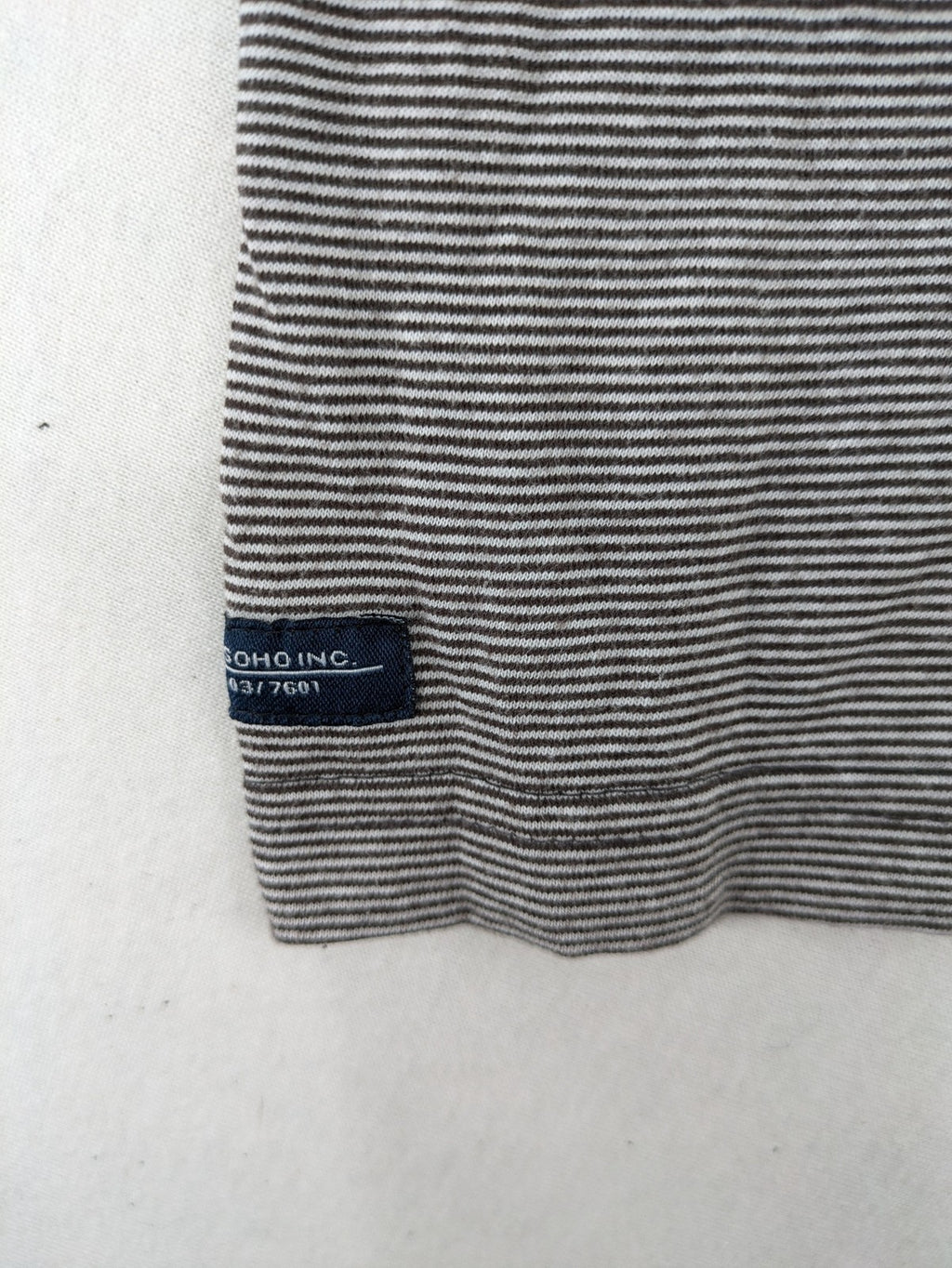 Pull&Bear grey striped Henley shirt with elbow patches and decorative shoulder flaps.