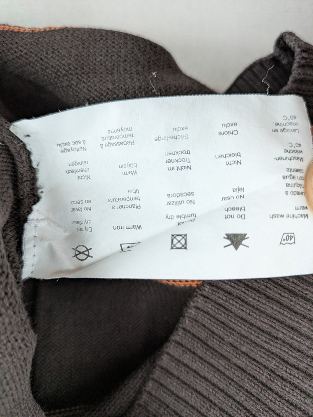 Esprit orange striped turtle neck jumper with logo patch and ribbed cuffs.