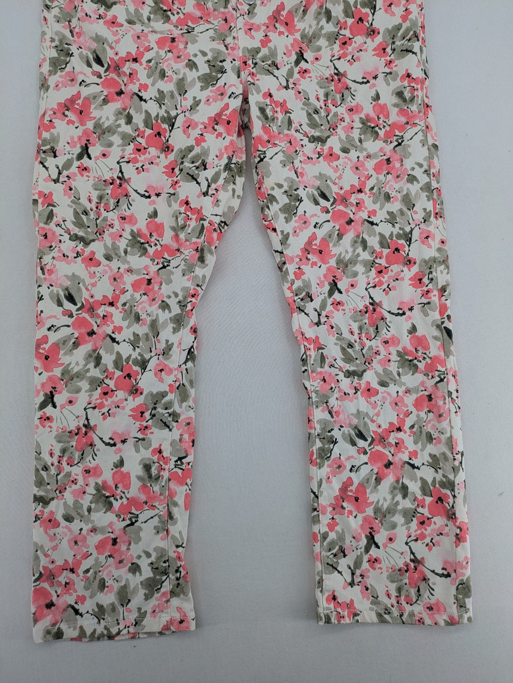 ever.me multi pants high waist floral pattern cotton blend with button closure
