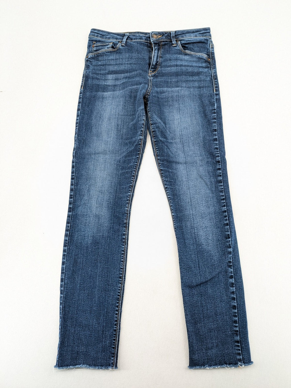 Esprit blue slim fit jeans with frayed hem and classic 5-pocket style.