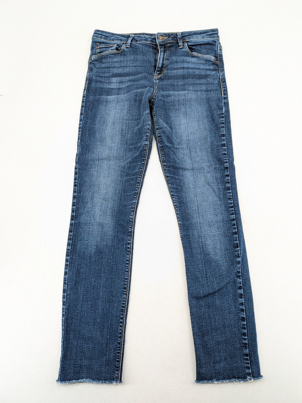Esprit blue slim fit jeans with frayed hem and classic 5-pocket style.
