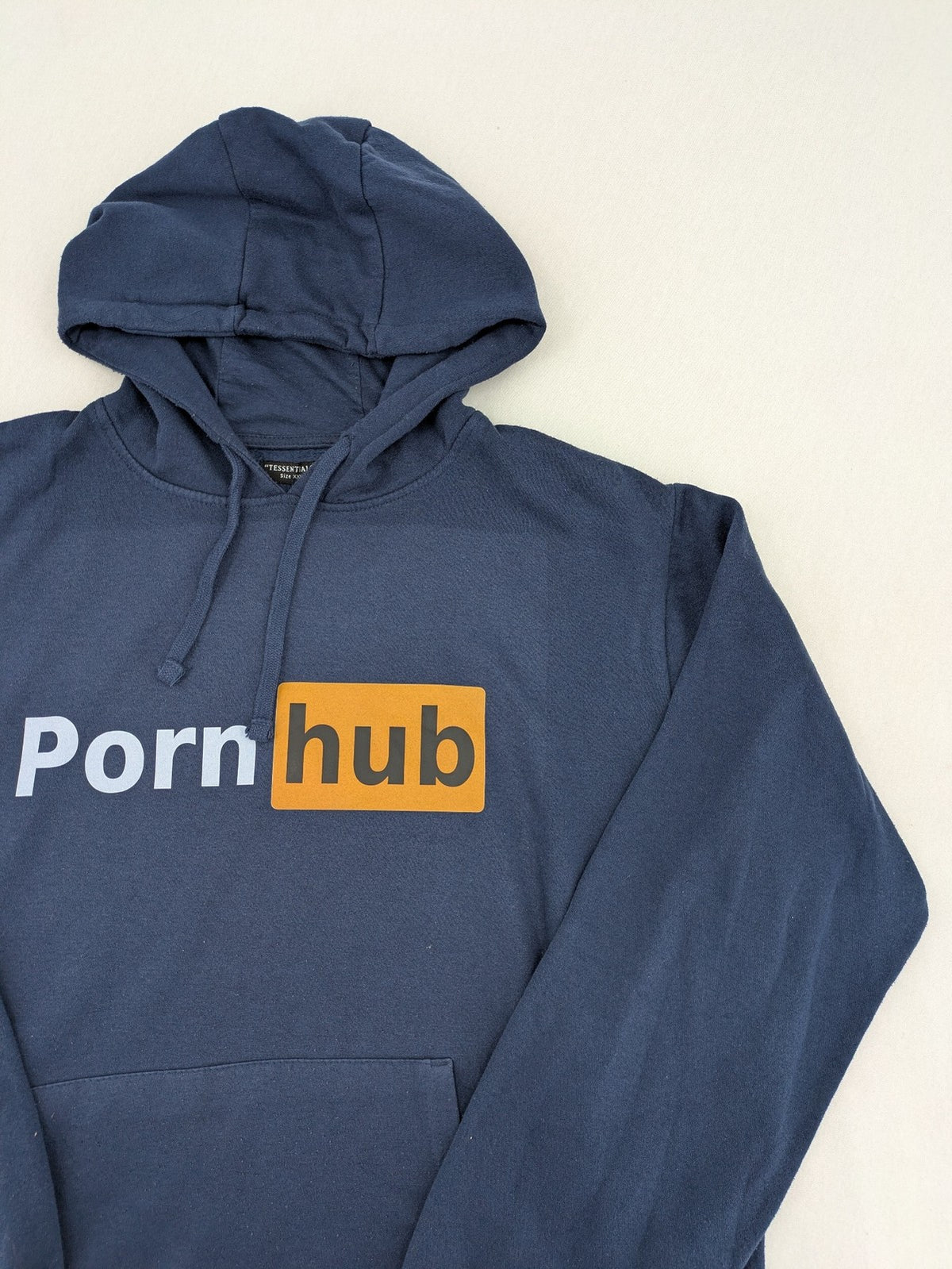 Pornhub zip-through hoodie navy blue with iconic logo on chest, cotton-polyester blend.