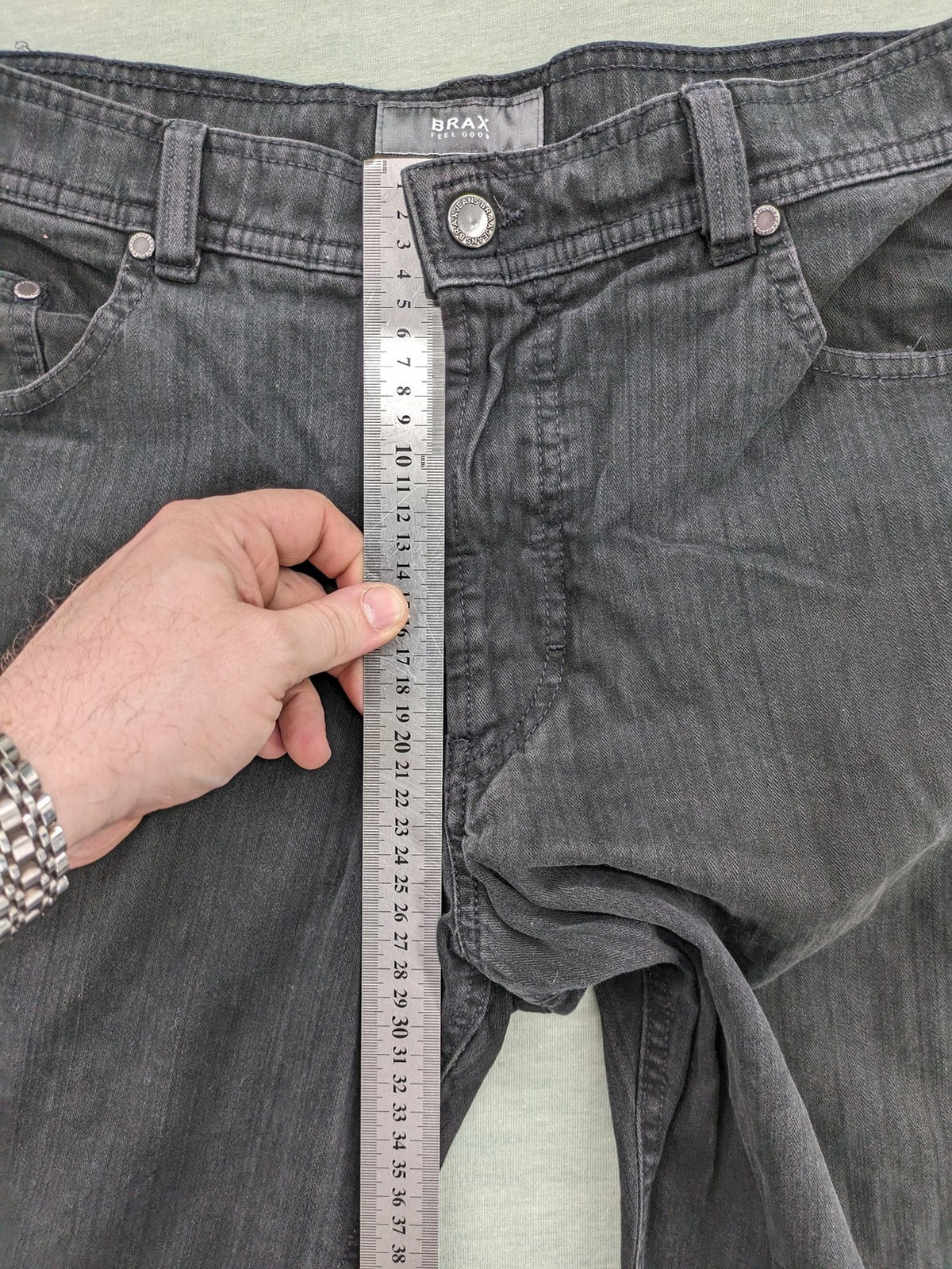 BRAX straight jeans black washed 5-pocket design with zipper and button closure