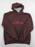 s.Oliver hoodie bordeaux graphic print logo, cotton blend, contrasting grey hood lining