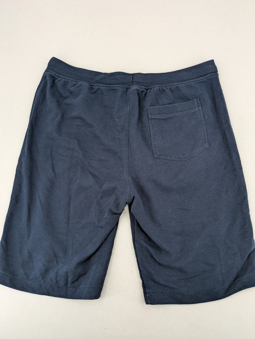 Livergy blue sweatshorts with "Northeast Sailors" graphic print and elastic waistband.
