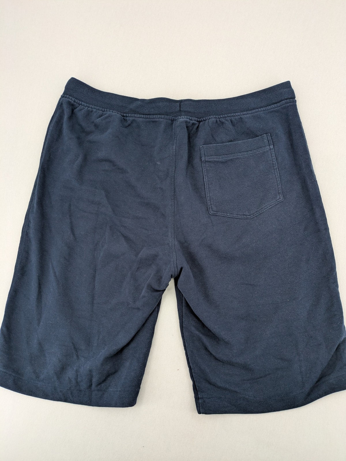 Livergy blue sweatshorts with "Northeast Sailors" graphic print and elastic waistband.