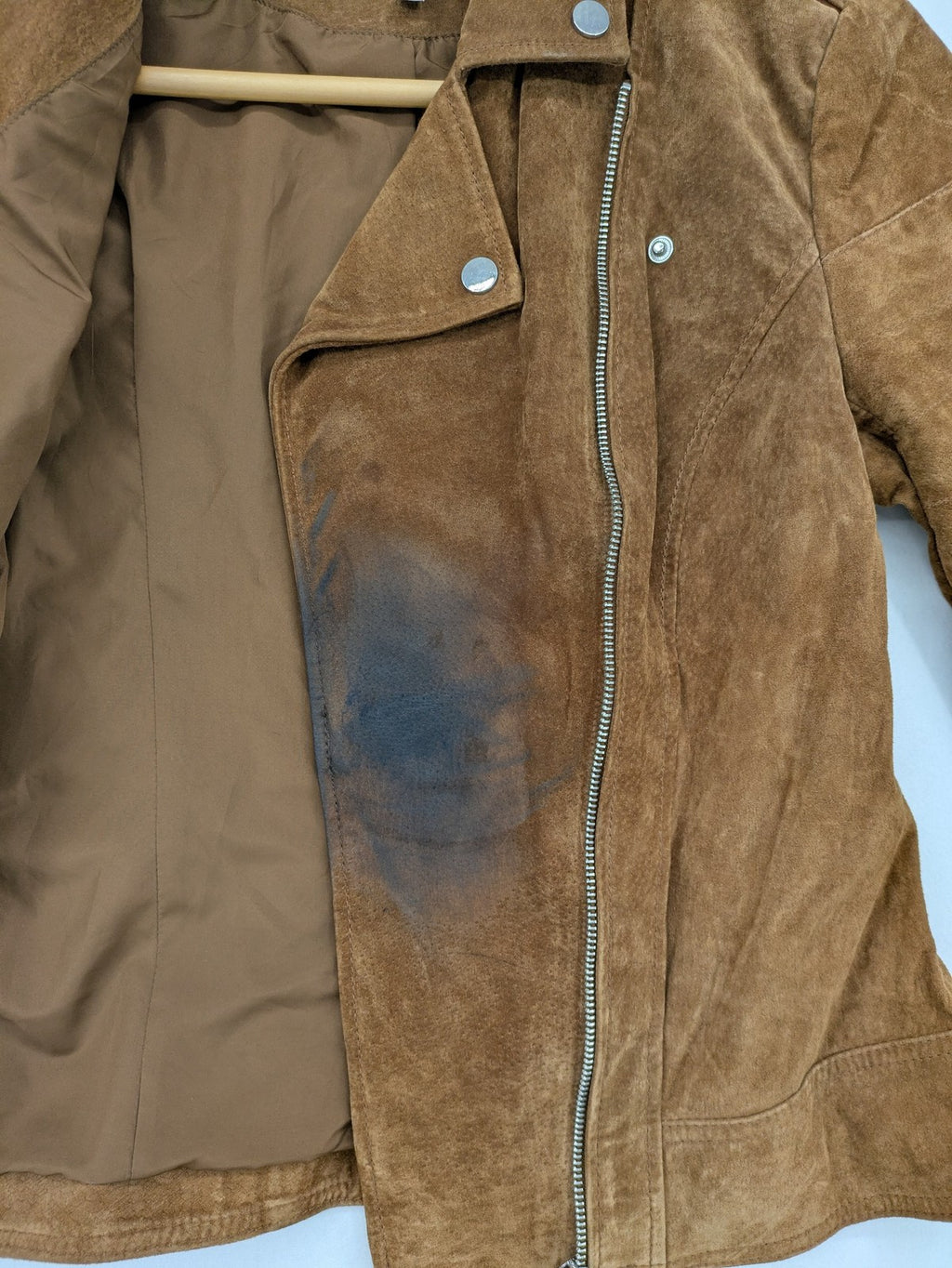Vila brown biker jacket Vicris soft suede asymmetric zipper metal details