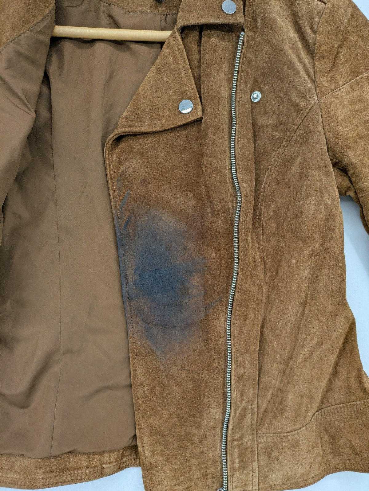 Vila brown biker jacket Vicris soft suede asymmetric zipper metal details
