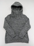 Crane grey fleece turtle neck jumper with adjustable drawstring hood and melange fabric.