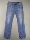 Benetton Jeans blue straight leg denim with button fly and classic design.