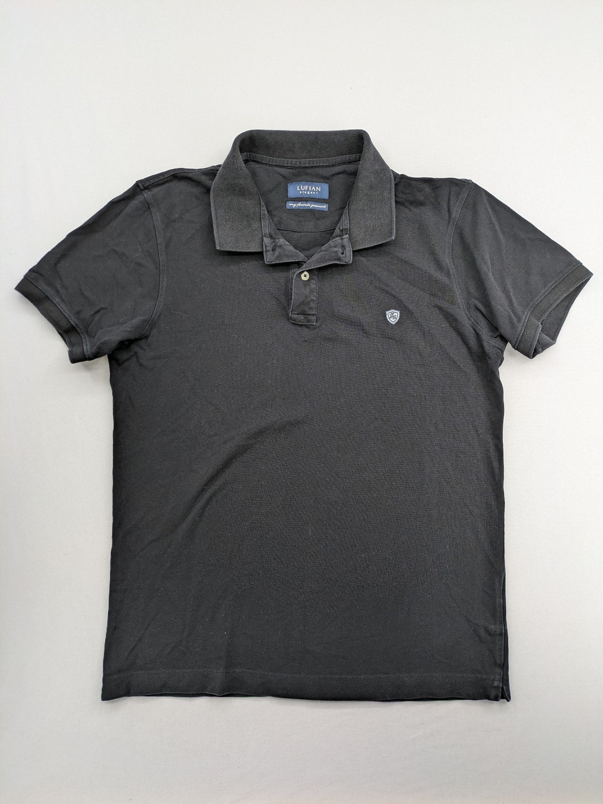 Lufian grey polo shirt short sleeve 100% cotton embroidered crest logo