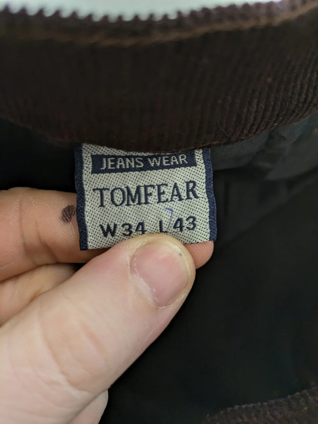 Tomfear black pants 3/4 length classic 5-pocket design corduroy material