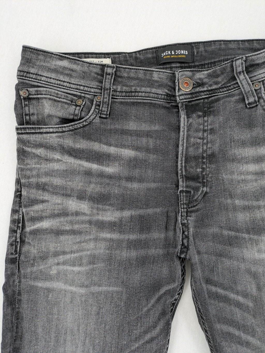 Jack & Jones straight jeans faded black grey wash five-pocket design stretch denim