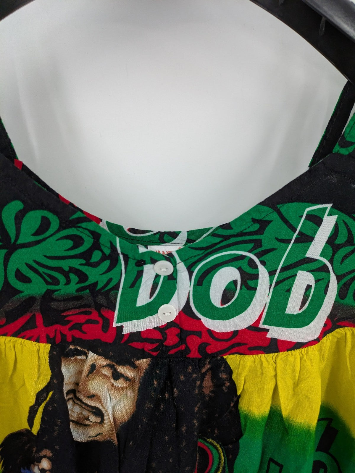 Bob Marley multi dress all-over print Rasta colors iconic graphics lightweight viscose