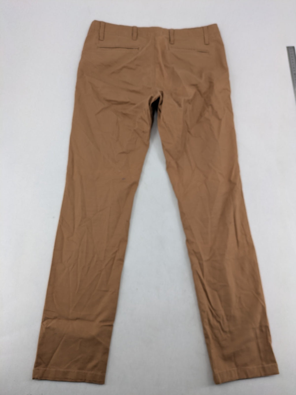 Nautical tan chino pants straight fit cotton blend with subtle anchor print lining.