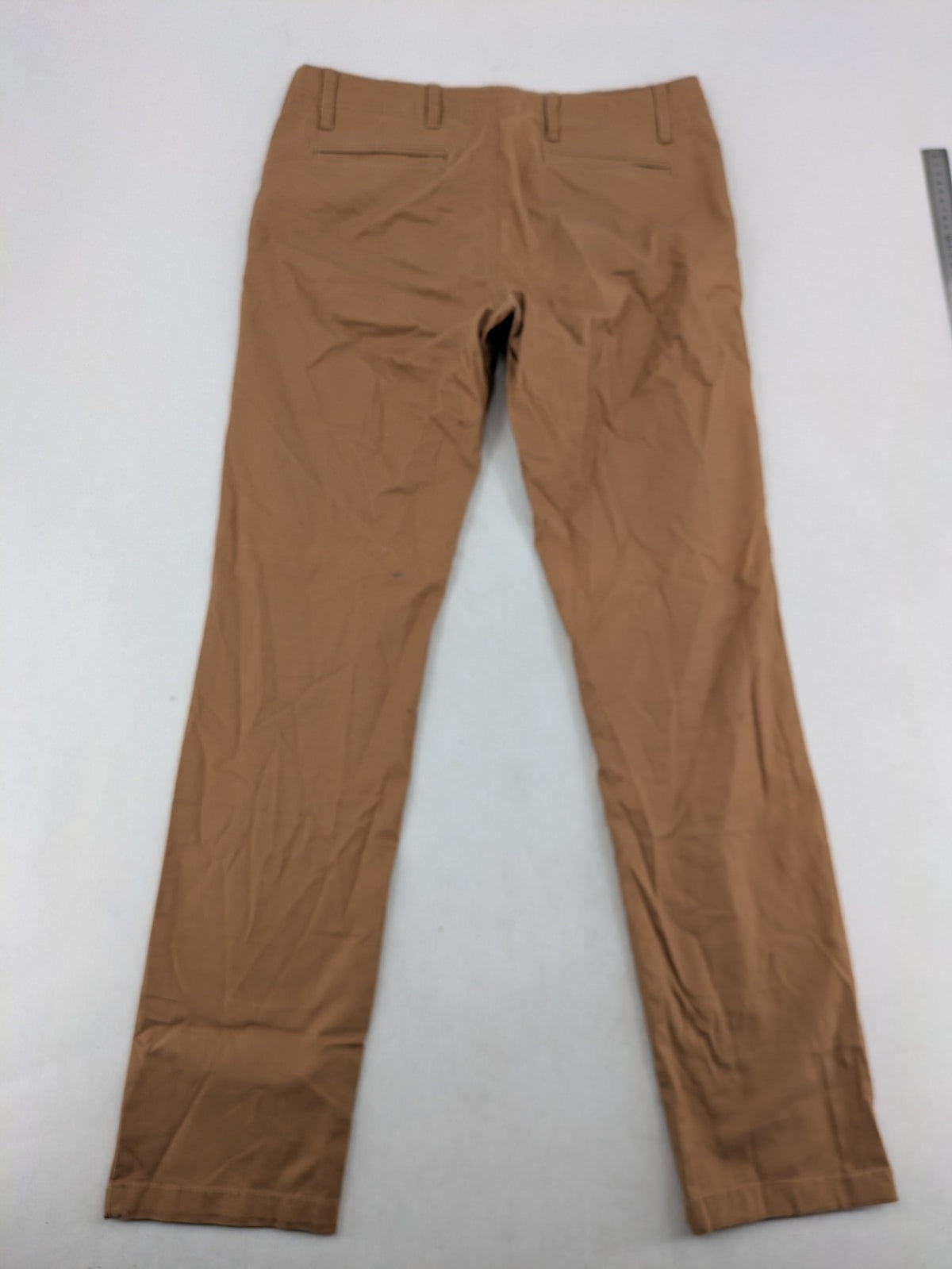 Nautical tan chino pants straight fit cotton blend with subtle anchor print lining.